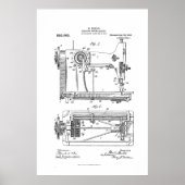 Hemstitch  Naaimachine Patent muurkunst Poster (Voorkant)