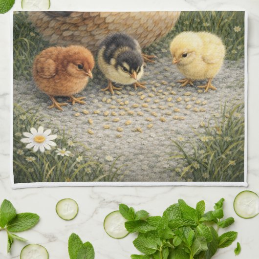 Hen and Chicks Farm Kitchen Towel Theedoek (Gevouwen)