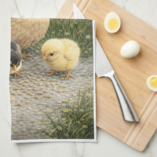 Hen and Chicks Farm Kitchen Towel Theedoek (Quarter Fold)