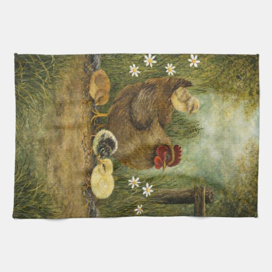 Hen and Chicks Farm Kitchen Towel Theedoek (Horizontaal)
