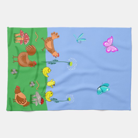 Hen and chicks  theedoek (Horizontaal)