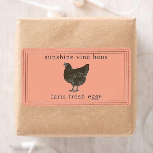  Hen Boerderij Fresh Egg Karton Label – Perzik (Insitu)