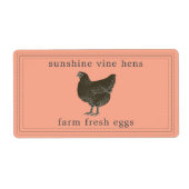  Hen Boerderij Fresh Egg Karton Label – Perzik (Voorkant)