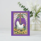 Hen, Chicken and Cross  Pasen Feestdagenkaart (Staand voorkant)