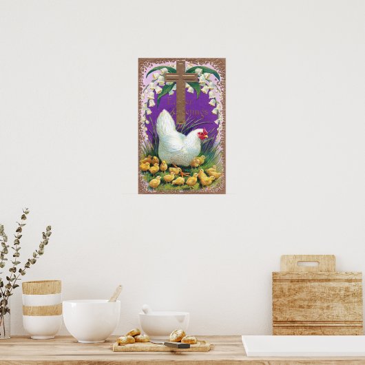 Hen, Chicken and Cross  Pasen Poster (Keuken)