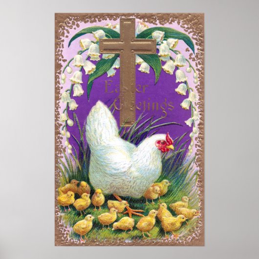 Hen, Chicken and Cross  Pasen Poster (Voorkant)
