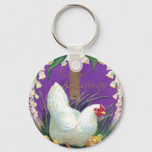 Hen, Chicken and Cross Pasen Sleutelhanger (Voorkant)