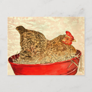 hen chicken painting art gifts briefkaart
