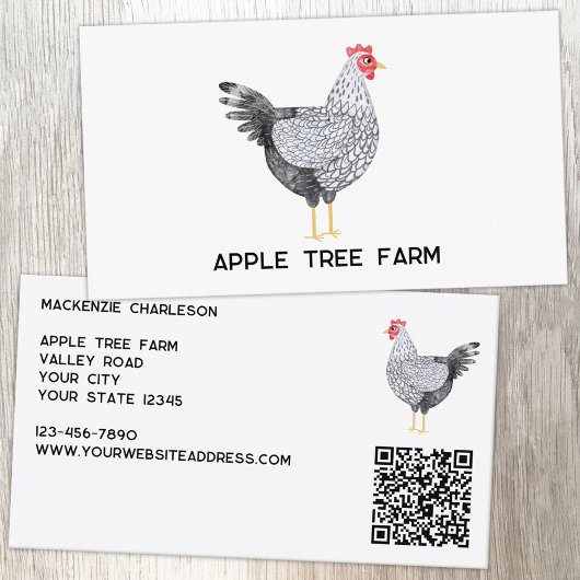 Hen Chicken Poultry Egg Farm QR Code Visitekaartje