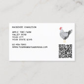 Hen Chicken Poultry Egg Farm QR Code Visitekaartje (Achterkant)