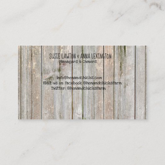 Hen & Chicks Rustieke Boerderij Stijl Visitekaartj Visitekaartje (Achterkant)