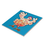 Hen die haar vleugels gespoten heeft tegeltje (Zijkant)