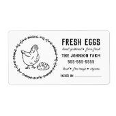 Hen Eggs |  Boerderij Naam zwart/wit etiket (Voorkant)