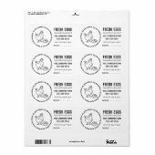 Hen Eggs |  Boerderij Naam zwart/wit etiket (Full Sheet)