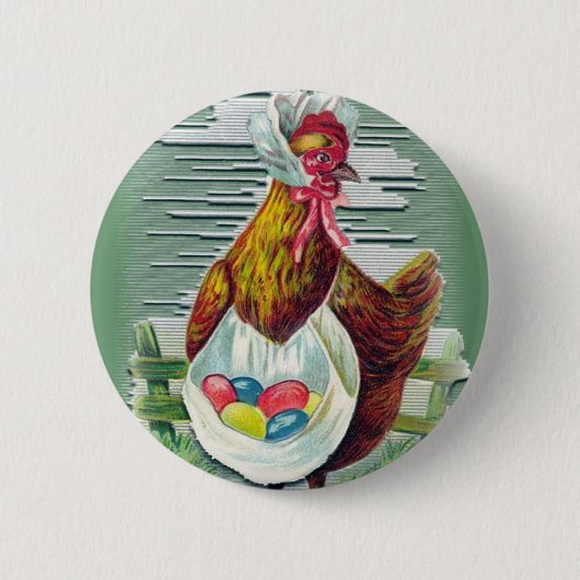 Hen en and Eggs Easter Button (Voorkant)