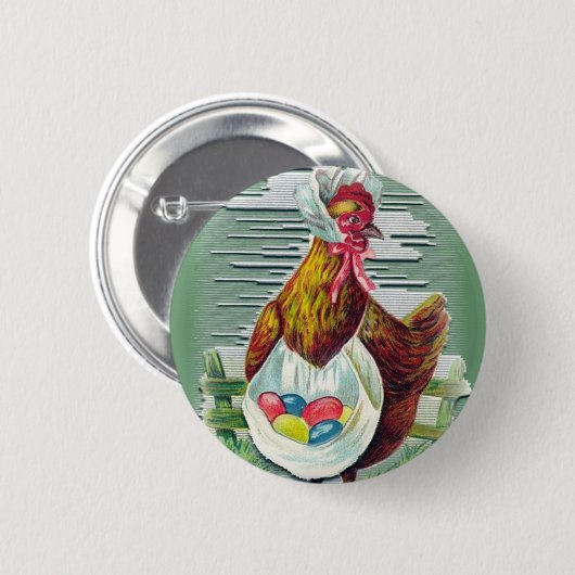 Hen en and Eggs Easter Button (Voorkant /achterkant)