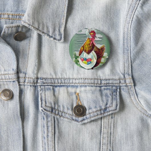 Hen en and Eggs Easter Button (In situ)
