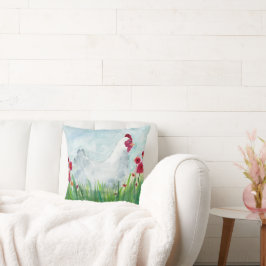 Hen en and Poppies Farmhouse Kussen