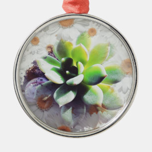 Hen en Chicks and Daisies Metalen Ornament