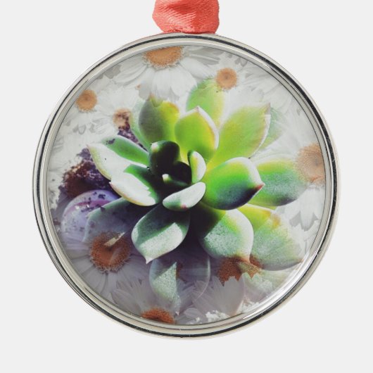 Hen en Chicks and Daisies Metalen Ornament (Voorkant)
