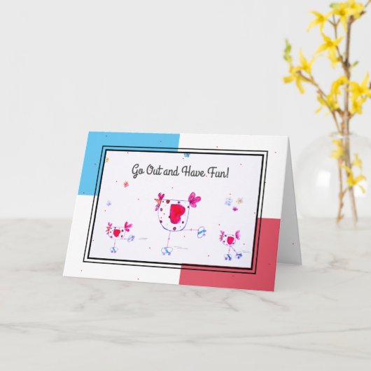 Hen en Chicks Roller Schaatsen Verjaardag Kaart (Gele Bloem)