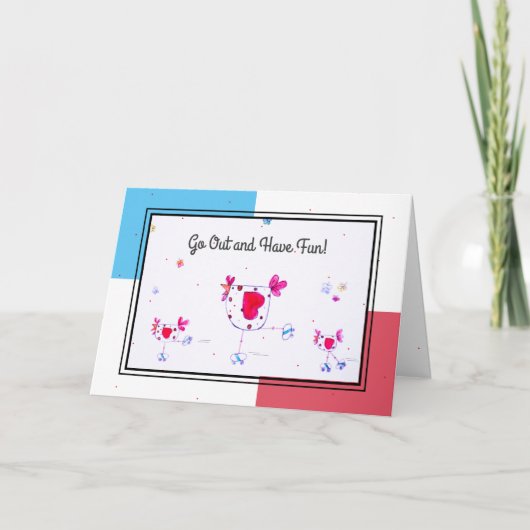 Hen en Chicks Roller Schaatsen Verjaardag Kaart (Voorkant)