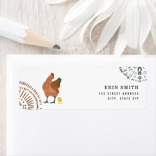 Hen en en Baby Chick Chickens Baby shower Etiket (Insitu)