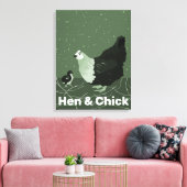 Hen en en Chick Green Kitchen Wall Decor Canvas Afdruk (Insitu (Woonkamer))