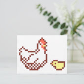 Hen en en Chick Pixel Art Briefkaart (Staand voorkant)