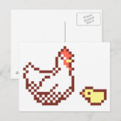 Hen en en Chick Pixel Art Briefkaart (Voorkant / Achterkant)