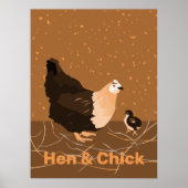 Hen en en Chick, Sandy-Oranje Kitchen Poster Print (Voorkant)