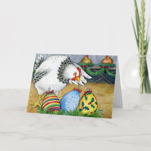 Hen en en haar kersteieren feestdagen kaart (Voorkant)