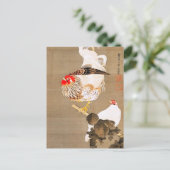Hen en en Rooster met Grapevine van Ito Jakuchu Briefkaart (Staand voorkant)