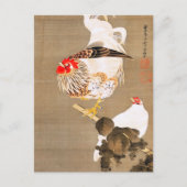 Hen en en Rooster met Grapevine van Ito Jakuchu Briefkaart (Voorkant)