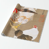 Hen en en Rooster met Grapevine van Ito Jakuchu Cadeaupapier (Uitgerold)