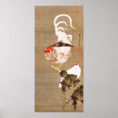 Hen en en Rooster met Grapevine van Ito Jakuchu Poster (Voorkant)