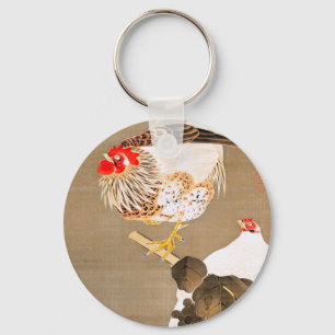 Hen en en Rooster met Grapevine van Ito Jakuchu Sleutelhanger