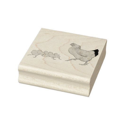 Hen en haar kippen illustratie rubberstempel (Stempel)