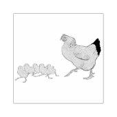 Hen en haar kippen illustratie rubberstempel (Afrduk)