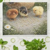 Hen en Kuikens Boerderij Keukenhanddoek (Gevouwen)