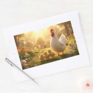 Hen en Kuikens Schattige Kippenfamilie sticker