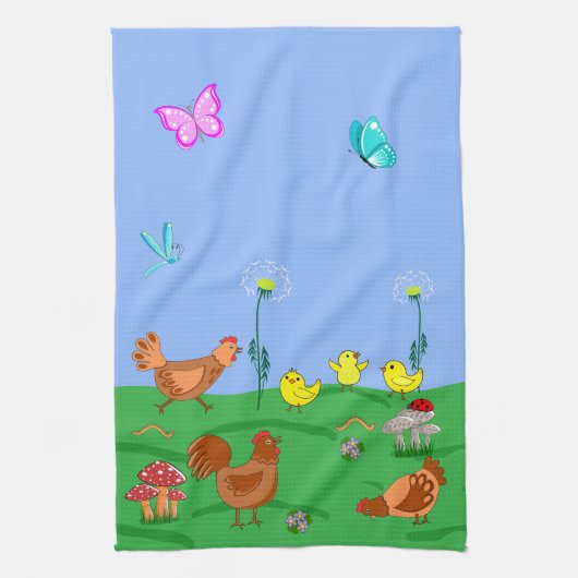 Hen en kuikens  theedoek (Verticaal)