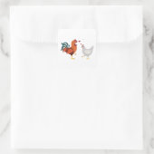 Hen en Rooster in Liefde, Kip Liefde Vierkante Sticker (Tas)
