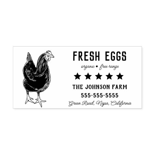 Hen Family Boerderij Fresh Eggs Adres Rubber Stamp Rubberstempel (Afrduk)