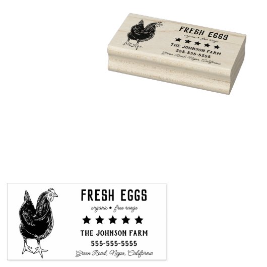 Hen Family Boerderij Fresh Eggs Adres Rubber Stamp Rubberstempel (Gestempeld)