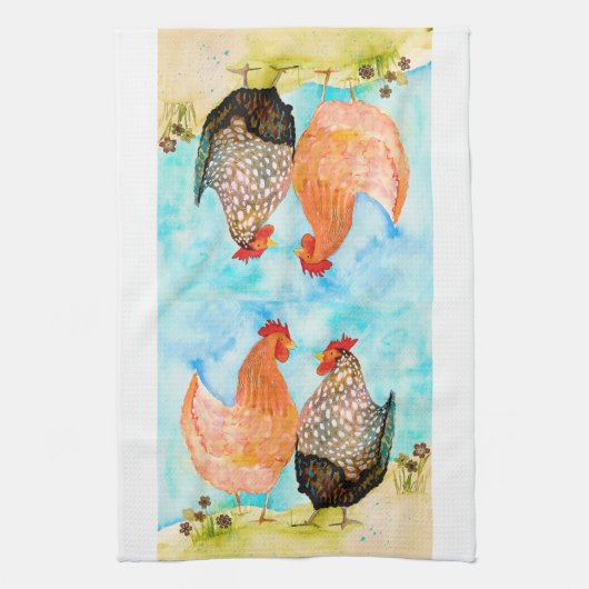 Hen Friends Kitchen Tea Towel Theedoek (Verticaal)