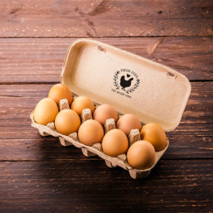 Hen Heart Wreath Fresh Eggs Boerderij Name Rubberstempel