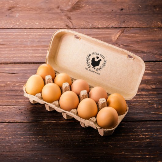 Hen Heart Wreath Fresh Eggs Boerderij Name Rubberstempel