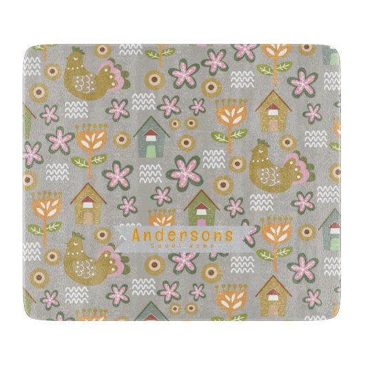 Hen House Country Scandinavian Grey Cutting Board Snijplank (Voorkant)