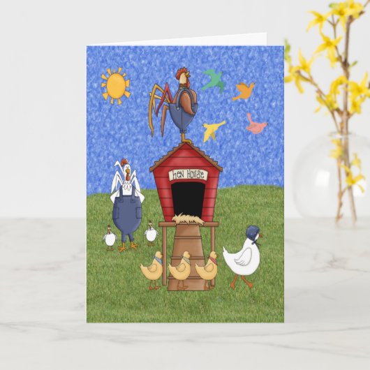 Hen House Kaart (Gele Bloem)